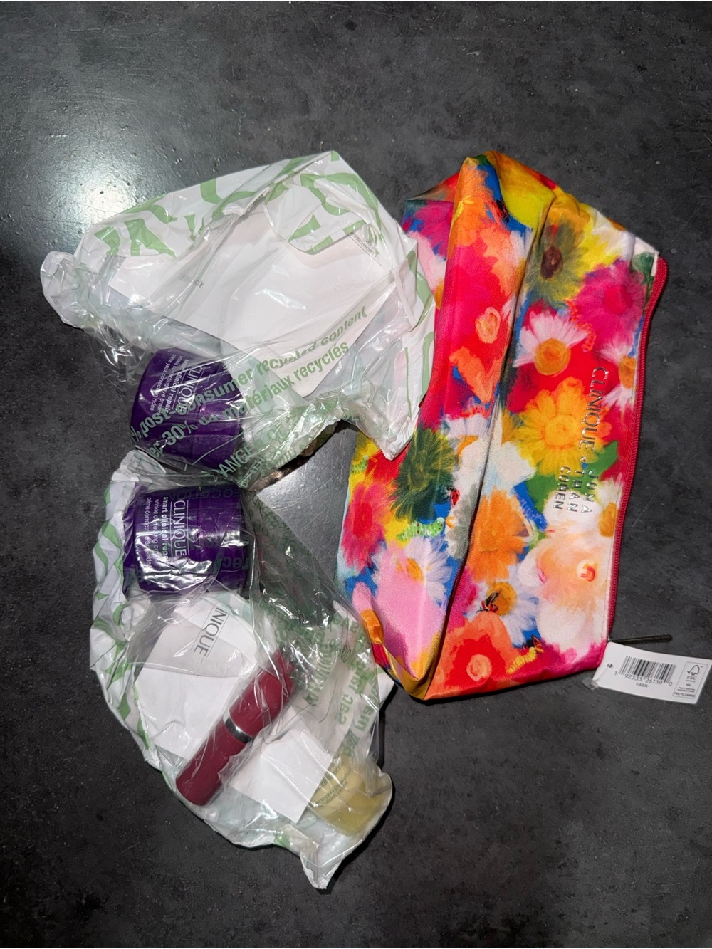 Clinique Bright Floral Cosmetic Pouch - Pink, Yellow, Orange, Green, Blue